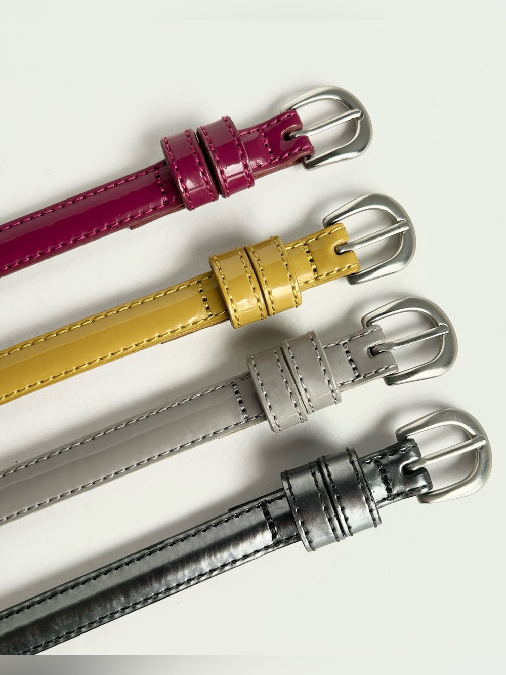 4 X Uniqlo lacquered leather skinny belt